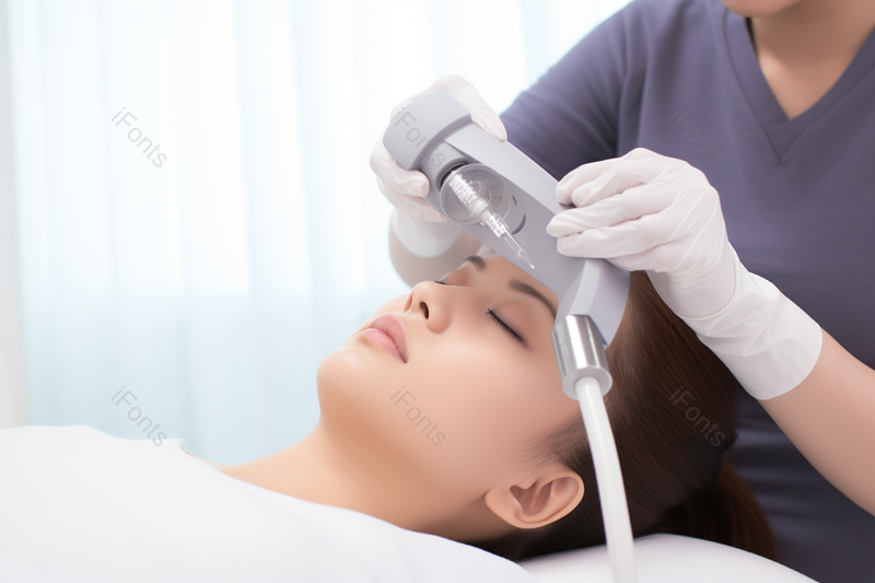 技术人员美容院美容师为顾客做面部小气泡清洁,高清,摄影图,摄影图片,图片大全,摄影图免费下载